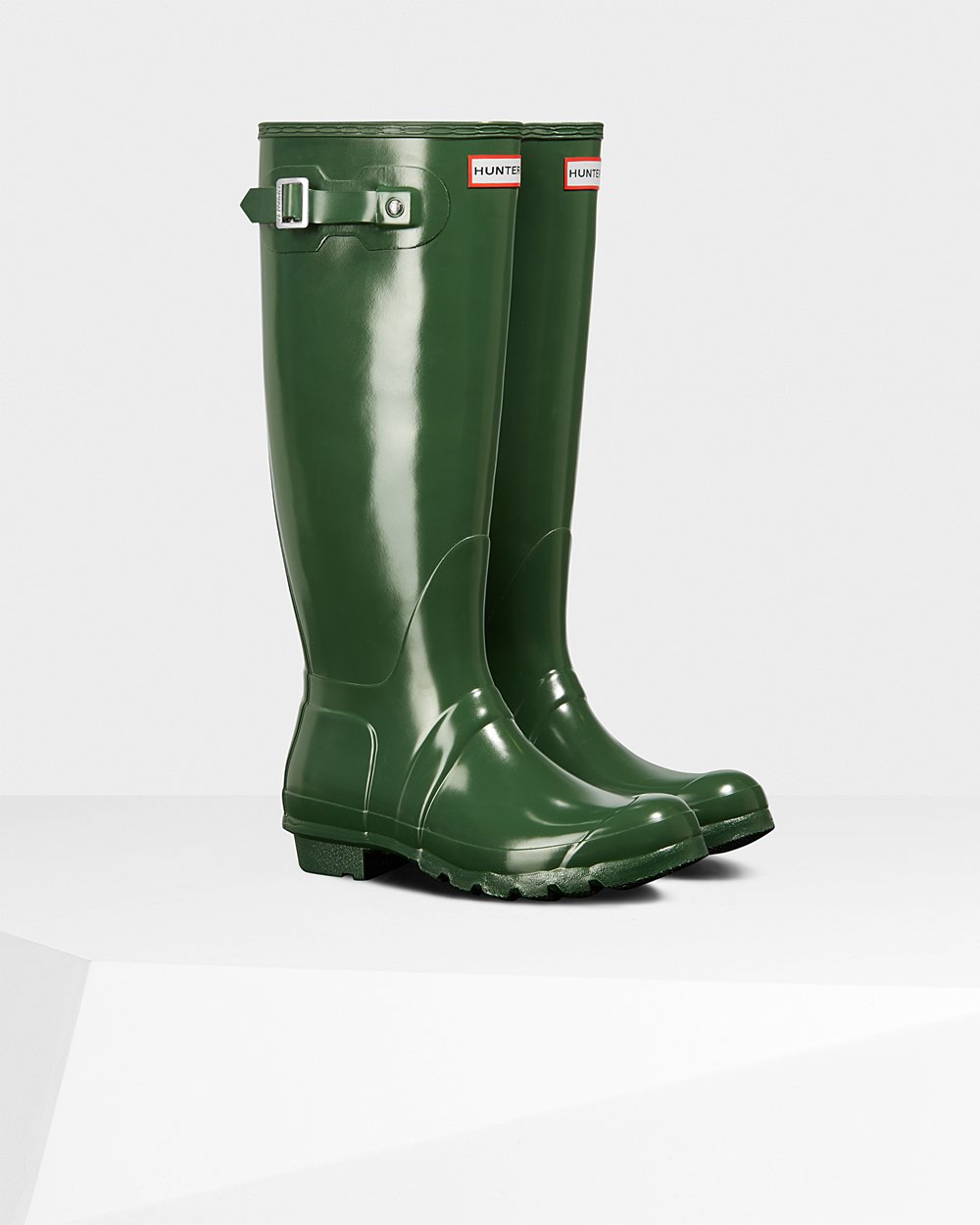 Womens Hunter Original Gloss - Tall Rain Boots Green - 2780-HMCIY